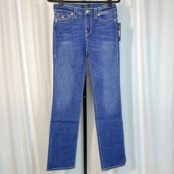 True Religion NWT Sz 28x32 Billie Big T Flap Straight Leg Mid Rinse - Picture 8 of 9